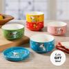 imagePeanuts Freckled Joy 23oz Stoneware Soup Bowls wClear Lid 4Pack Assorted Colors55 Bowl Set w Plate