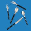 imageSur La Table Kitchen Essentials 20 Piece Flatware Silverware Set  Stainless Steel Utensils  Forks Spoons Knives  LinenBlack