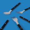 imageSur La Table Kitchen Essentials 20 Piece Flatware Silverware Set  Stainless Steel Utensils  Forks Spoons Knives  LinenBlack