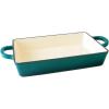 imageCrockPot Artisan 13quot Enameled Cast Iron Lasagna Pan Matte Linen WhiteTeal Ombre