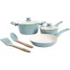 imageGibson Home Plaza Caf GH Aluminum Healthy Ceramic 7Piece Cookware Set Sky Blue