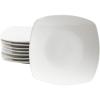 imageGibson Home Zen Buffet Dinnerware 8Piece Porcelain Chip and Scratch Resistant Dinner Plate Set WhiteWhite Soft Square Dinner Plates