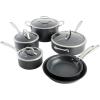 imageKenmore Pro Arbor Heights 7Layer Hard Anodized Induction Nonstick Platinum Forged Aluminum Cookware Set 10Piece BlackBlack