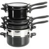 imageKenmore Pro Arbor Heights 7Layer Hard Anodized Induction Nonstick Platinum Forged Aluminum Cookware Set 10Piece BlackBlack Stackable