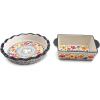 imageLaurie Gates by Gibson HandPainted Luxembourg Dinnerware Set 105 Pie Dish and 8 Square Bakeware Floral