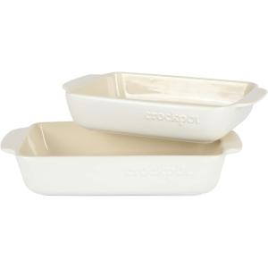 imageCrockPot 2Piece Ceramic Bakeware Set 2Piece RedWhite