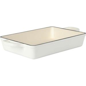 imageCrockPot Artisan 13quot Enameled Cast Iron Lasagna Pan Matte Linen WhiteMatte Linen White