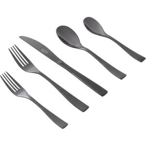 imageGibson Elite Earlston 20Piece Flatware Silverware Set  Stainless Steel Utensils  Forks Spoons Knives  Service for 4  Matte Champagne GoldBlack