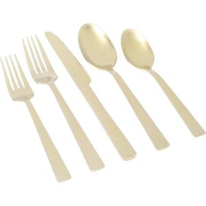 imageGibson Elite Earlston 20Piece Flatware Silverware Set  Stainless Steel Utensils  Forks Spoons Knives  Service for 4  Matte Champagne GoldMatte Champagne Gold
