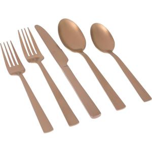 imageGibson Elite Earlston 20Piece Flatware Silverware Set  Stainless Steel Utensils  Forks Spoons Knives  Service for 4  Matte Champagne GoldMatte Rose Gold