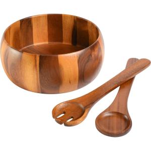 imageGibson Home Laurel Acacia Wood Salad Bowl Set 3  Piece Acacia WoodLaurel