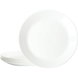 imageGibson Home Zen Buffet Dinnerware 8Piece Porcelain Chip and Scratch Resistant Dinner Plate Set WhiteRound Opal Glass Dinner Plates