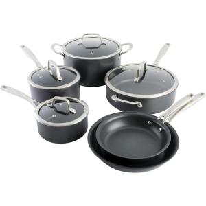 imageKenmore Pro Arbor Heights 7Layer Hard Anodized Induction Nonstick Platinum Forged Aluminum Cookware Set 10Piece BlackBlack
