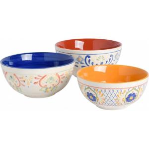 imageLaurie Gates by Gibson Hand Painted Tierra Mix and Match Dinnerware Set 3Piece Bowl Set 10quot 9quot 8quot Assorted