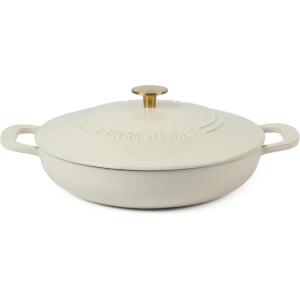 imageMartha Stewart Eastholm 3Quart Enameled Cast Iron Dutch Oven  Martha BlueLinen w Gold Knob Braiser