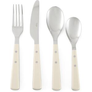 imageMartha Stewart Watercliffe 16 pc Flatware Set Stainless Steel wABS Handle  Warm GreyWatercliffe Linen