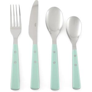 imageMartha Stewart Watercliffe 16 pc Flatware Set Stainless Steel wABS Handle  Warm GreyWatercliffe Martha Blue