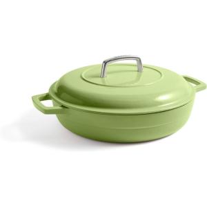 imageMartha by Martha Stewart 5 QT Enameled Cast Iron Dutch Oven wLid  CobblestoneBay Leaf