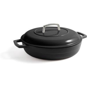 imageMartha by Martha Stewart 5 QT Enameled Cast Iron Dutch Oven wLid  CobblestoneObsidian