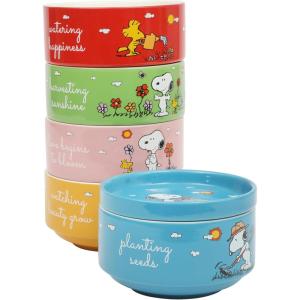 imagePeanuts Freckled Joy 23oz Stoneware Soup Bowls wClear Lid 4Pack Assorted Colors55 Bowl Set w Plate