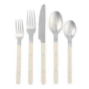 imageSur La Table Kitchen Essentials 20 Piece Flatware Silverware Set  Stainless Steel Utensils  Forks Spoons Knives  LinenLinen
