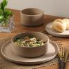 imageGibson Elite 16 Piece Dreamweaver Double Bowl Terracotta Reactive Dinnerware Set  Sand Cream Service for 4 16pcsEarthstone Taupe