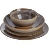 imageGibson Elite 16 Piece Dreamweaver Double Bowl Terracotta Reactive Dinnerware Set  Sand Cream Service for 4 16pcsEarthy Brown