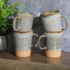 imageGibson Elite 16 Piece Dreamweaver Double Bowl Terracotta Reactive Dinnerware Set  Sand Cream Service for 4 16pcsEarthy Brown Mugs