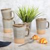 imageGibson Elite 16 Piece Dreamweaver Double Bowl Terracotta Reactive Dinnerware Set  Sand Cream Service for 4 16pcsEarthy Brown Mugs