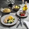 imageGibson Elite 16 Piece Dreamweaver Double Bowl Terracotta Reactive Dinnerware Set  Sand Cream Service for 4 16pcsGray
