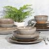 imageGibson Elite 16 Piece Dreamweaver Double Bowl Terracotta Reactive Dinnerware Set  Sand Cream Service for 4 16pcsGray