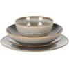 imageGibson Elite 16 Piece Dreamweaver Double Bowl Terracotta Reactive Dinnerware Set  Sand Cream Service for 4 16pcsGray