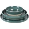 imageGibson Elite 16 Piece Dreamweaver Double Bowl Terracotta Reactive Dinnerware Set  Sand Cream Service for 4 16pcsTeal