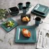 imageGibson Elite Althea Reactive Dinnerware Set Teal Service for 4 16pcsBlueBlack