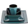 imageGibson Elite Althea Reactive Dinnerware Set Teal Service for 4 16pcsBlueBlack