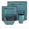 imageGibson Elite Althea Reactive Dinnerware Set Teal Service for 4 16pcsBlueBlack