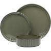 imageGibson Elite Althea Reactive Dinnerware Set Teal Service for 4 16pcsDark Green Townscape