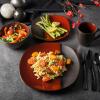 imageGibson Elite Althea Reactive Dinnerware Set Teal Service for 4 16pcsRed and Grey