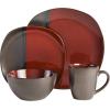 imageGibson Elite Althea Reactive Dinnerware Set Teal Service for 4 16pcsRed and Grey