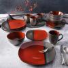 imageGibson Elite Althea Reactive Dinnerware Set Teal Service for 4 16pcsRed and Grey