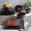 imageGibson Elite Althea Reactive Dinnerware Set Teal Service for 4 16pcsRedChocolate