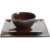 imageGibson Elite Althea Reactive Dinnerware Set Teal Service for 4 16pcsRedChocolate