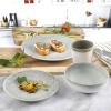 imageGibson Elite Althea Reactive Dinnerware Set Teal Service for 4 16pcsWhite w Blue Speckle
