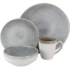 imageGibson Elite Althea Reactive Dinnerware Set Teal Service for 4 16pcsWhite w Blue Speckle