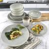 imageGibson Elite Althea Reactive Dinnerware Set Teal Service for 4 16pcsWhite w Blue Speckle