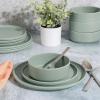 imageGibson Home Canyon Crest Stackable Matte Melamine Set  Sage Green Service for Four 12pcs