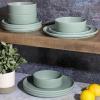 imageGibson Home Canyon Crest Stackable Matte Melamine Set  Sage Green Service for Four 12pcs