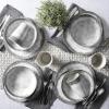 imageGibson Home Granite Organic Round Melamine Plastic Dinnerware Set Service for Four 16pcs MarbleMarble