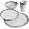 imageGibson Home Granite Organic Round Melamine Plastic Dinnerware Set Service for Four 16pcs MarbleMarble