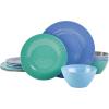 imageGibson Home Melamine Dinnerware Set Service for Four 12pcs Blue Brist